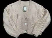 NWT H&M Cable-knit Cardigan Light Pink Size M