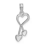 Sterling Silver De-Ani Rhodium-Plated Polished Cut-Out Heart With Tassel Pendant