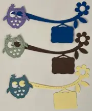 OWL ON A BRANCH Die-Cut Set (6pc)Bird•Flower•Sign•Label•Forest•Tree•Card Making•