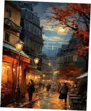 City Street Paint by Number for Adults Canvas,Street Scenery Paint Streetscape