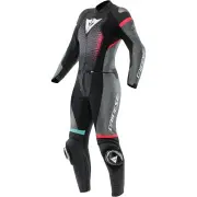Fulminea Ladies Black Anthracite White 2PC Leather Motorcycle Suit