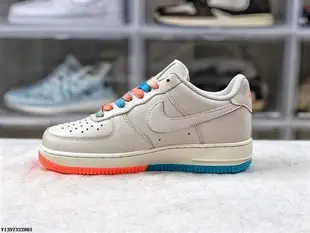 NIKE AIR FORCE 1 低筒 白橙藍 多彩 雙勾 糖果色 休閒板鞋 男女