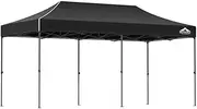 Instahut Gazebo 3x6, Pop Up Camping Tent Marquee Folding Black Gazebos Garden Outdoor Wedding Party Canopy Patio, Water Resistant and UV PU Coating