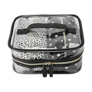 3 Piece Cosmetic Bag Set - Clear & Print