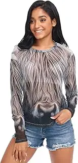 [RPLIFE] Highland Cow White Black Mesh Sleeve, Sheer Womens Tops S-XXL