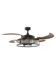 Fanaway Classic Fan in Oil Rubbed Bronze with Brown Coloured Retractable Blades and Light