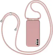 [Coqinen] Mobile Phone Lanyard for Samsung Galaxy A35 5G, Case with Strap, Necklace Samsung Galaxy A35 5G, Mobile Phone Case with Cord for Hanging, Mobile Phone Protective Case with Strap (Pink)