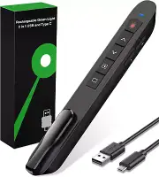 Presentation Clicker Green Laser Pointer, Rechargeable Powerpoint Clicker Wir...