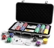 Dice 300 Chip Poker Set - Black Case - 11.5g Poker Chips - 2 x Official Jacks Pro Cards