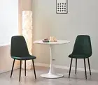 AINPECCA 80cm Dining Table Kitchen Faux Marble Tulip Round Metal Legs White