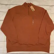 Dockers Quarter Zip Mens Size XXL Long Sleeve Sweatshirt Pullover Rust Orange