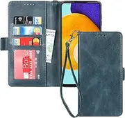 [Cavor] PU Leather Wallet for Samsung Galaxy A53 5G Case Flip Folio Cover with Kickstand Card Slots Holder Wrist Strap Lanyard Magnetic Closure RFID Blocking Shockproof Protective Phone Case-Navy Blue