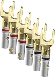 DOITOOL 6Pcs Speaker Cable Connectors U Shaped Banana Plug Fork for Audio Signal Transmission Durable Connectors Compatible with Amplifiers Home Theatre and DIY Audio Systems