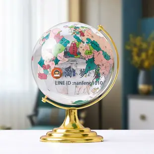 大小號水晶球地球儀擺件 中文家居辦公室裝飾品玩具【淘夢屋】