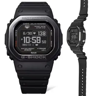 【CASIO 卡西歐】G-SHOCK G-SQUAD 太陽能智慧藍芽 心率監測 金屬框多功能方形運動錶-黑(DW-H5600MB-1)