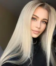 Ombre Long Blonde Silky Straight Synthetic Lace Front Wigs with Dark Root for Wo