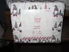 NEW NORTH POLE QUEEN FLANNEL SHEET SET HOLIDAY CHRISTMAS W/GNOMES 100%COTTON
