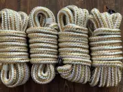 4 Pack White Gold 1/2 Inch 15FT Double Braid Nylon Boat Dock Line Mooring Rope
