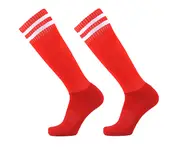 Adults Children Breathable Anti-Slip Soccer Football Sports Long Tube Socks Red White