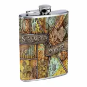 Steampunk Power Em1 Flask 8oz Stainless Steel Hip Drinking Whiskey