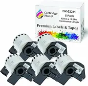 Cartridge Planet 5 Pack Compatible Tape Roll DK-22212 62mm x 15.24m White Continuous Length Label Tape for Brother QL Printers