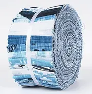 Soimoi 40Pcs Block Print Cotton Precut Fabrics for Quilting Craft Strips 2.5x42inches Jelly Roll - Blue