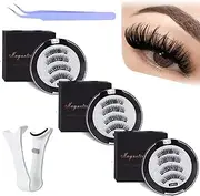 Magnetic Eyelashes 3D Magnetic Lashes Natural Look Magnetic Eyelashes without Eyeliner Natural Magnetic Eyelashes Wispy Magnetic Lashes with Applicator Magnetic Lashes No Glue or Liner Needed (Color