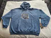 North Melbourne Kangaroos AFL FE1788 Mens Retro 90s Logo Hoody Hoodie Size L New