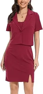 [YOUNIFIZ] Business Dress Suit Sets for Women's 2 Piece Blazer Sets Sleeveless Dress and Lapel Button Open Front Blazers