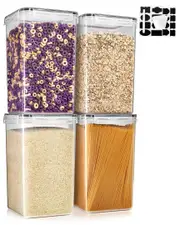Sorbus Set of 4 Food Storage Containers With Lids, Measuring Spoons & Labels