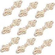 [ROMISBABA] 10pcs Metal Flower Buttons Chinese Knot Sewing Buttons Retro Cheongsam Clasps Toggle Closures Stylish for Formal Wear