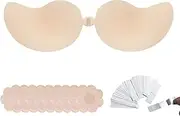[ASDIIT] Invisible Sticky on Bra Women's Adhesive Bras Strapless Backless Bras Reusable Sticky Gel Bra Push up for Summer Beach Party Wedding Everyday Wear (Nude)