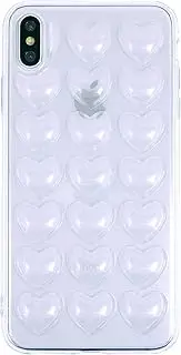 DMaos for iPhone Xr Case for Women, 3D Pop Bubble Heart Gel Cover, Cute Girly for DMaos for iPhone 10r 6.1 inch - Clear