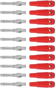 4mm 7Pin Banana Plug Copper 32A Stackable Male Plugs with Soft Sleeve Screw Tight, for Speaker TV Computer Etc (Red)