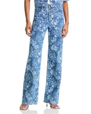 Cinq a Sept Sketchbook Floral Vivian High Rise Jeans in Indigo/White