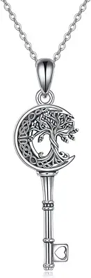 Tree of Life Necklace 925 Sterling Silver Abalone Shell Celtic Knot Pendant Neck
