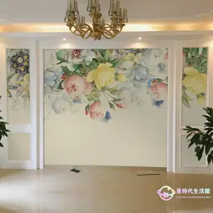 壁貼壁紙 3d立體簡約田園電視背景墻壁紙美式花卉客廳無縫影視墻布裝飾壁畫 閒庭美家jy