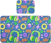 Cooling Baby Mattress Protector pad 28" x 52" Ultra Soft Retro Colorful Headphones Geometric Shapes Bed Pads for Kids for Baby&Toddler