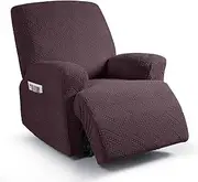 [Ruaozz] Recliner Sofa Covers Recliner Chair Covers Couch Covers for Reclining Couches with Pockets Washable Furniture Protector with Elastic Bottom (1 Seater, Dark Coffee)