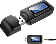 with LCD Display 3-in-1 Bluetooth 5.0 Audio Receiver Transmitter 3.5MM AUX Jack Stereo USB Adapter Wireless Dongle for PC TV Car，Bluetooth tv Transmitter