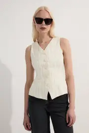 Premium Linen Viscose Pinstripe Tailored Waistcoat