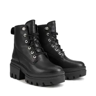 【Timberland】女款黑色全粒面皮革6吋綁帶靴(A41S7015)