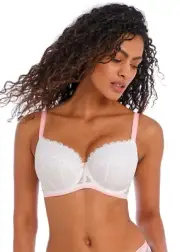 FREYA OFFBEAT WHITE UNDERWIRE PADDED HALF CUP BRA SIZE 30F / 8F