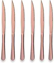 Berglander Rose Gold Plated Stainless Steel Steak Knives, Copper Color Steak Knife Heavy-Duty Steak Knife for Chefs, Great For BBQ Weddings - Dinners - Parties All Homes & Kitchens Pack of 6