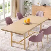 [Tribesigns] Kitchen Dining Table Wood: 63 Inches Rectangular Dining Room Table for 6, Farmhouse Dinner Table with Heavy Duty Metal Legs for Kitchen, Dining Room, Small Space
