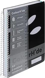 ColourHide A5 300 2-Subject Page Notebook, Black 1717302J