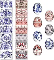 OFXDD 14 Pcs Egg Wraps Easter Set - Traditional Easter Egg Shrink Wrappers - Ukrainian Easter Egg Decorating Kit - Othtodox Easter Egg Wrappers for Pysanka - Thermo Easter Egg Sleeves
