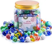 3 Otters Glass Marbles Bulk, 125PCS Round Glass Beads with Jar - Assorted Style Kid Marbles Game & Vase Fillers
