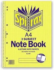 SPIRAX 56599 599 3 Subject Notebook, A4 300 Page