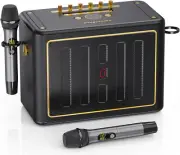 Karaoke Machine with 2 Wireless Microphones, Portable Bluetooth Singing PA Syste